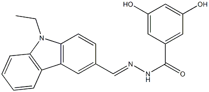 N'-[(E)-(9-ethyl-9H-carbazol-3-yl)methylidene]-3,5-dihydroxybenzohydrazide 结构式