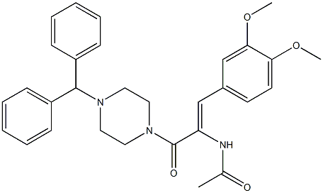 N-[(Z)-1-[(4-benzhydryl-1-piperazinyl)carbonyl]-2-(3,4-dimethoxyphenyl)ethenyl]acetamide 结构式