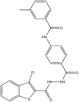 N-[4-({2-[(3-chloro-1-benzothiophen-2-yl)carbonyl]hydrazino}carbonyl)phenyl]-3-methylbenzamide 结构式