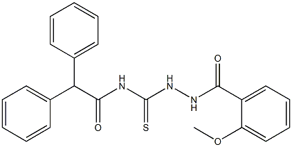 N-{[2-(2-methoxybenzoyl)hydrazino]carbothioyl}-2,2-diphenylacetamide 结构式