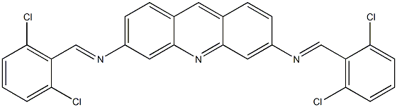 N-[(E)-(2,6-dichlorophenyl)methylidene]-N-(6-{[(E)-(2,6-dichlorophenyl)methylidene]amino}-3-acridinyl)amine 结构式