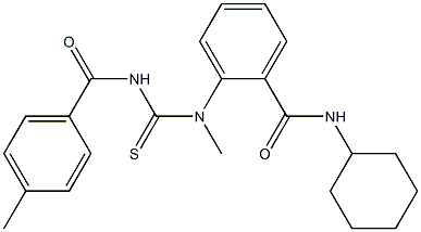 N-cyclohexyl-2-(methyl{[(4-methylbenzoyl)amino]carbothioyl}amino)benzamide 结构式