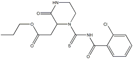 propyl 2-(1-{[(2-chlorobenzoyl)amino]carbothioyl}-3-oxo-2-piperazinyl)acetate 结构式