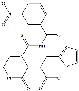 tetrahydro-2-furanylmethyl 2-(1-{[(3-nitrobenzoyl)amino]carbothioyl}-3-oxo-2-piperazinyl)acetate 结构式