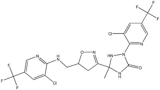 2-[3-chloro-5-(trifluoromethyl)-2-pyridinyl]-5-[5-({[3-chloro-5-(trifluoromethyl)-2-pyridinyl]amino}methyl)-4,5-dihydro-3-isoxazolyl]-5-methyl-1,2,4-triazolan-3-one 结构式