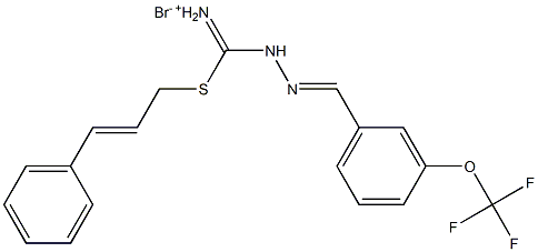 {[(E)-3-phenyl-2-propenyl]sulfanyl}(2-{(E)-[3-(trifluoromethoxy)phenyl]methylidene}hydrazino)methaniminium bromide 结构式