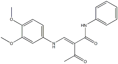 (E)-2-acetyl-3-(3,4-dimethoxyanilino)-N-phenyl-2-propenamide 结构式