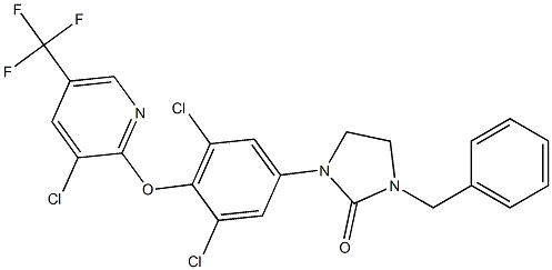1-benzyl-3-(3,5-dichloro-4-{[3-chloro-5-(trifluoromethyl)-2-pyridinyl]oxy}phenyl)tetrahydro-2H-imidazol-2-one 结构式