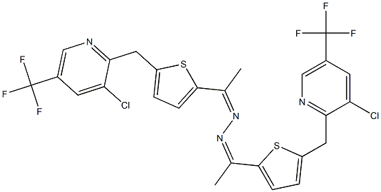 1-(5-{[3-chloro-5-(trifluoromethyl)-2-pyridinyl]methyl}-2-thienyl)-1-ethanone N-[1-(5-{[3-chloro-5-(trifluoromethyl)-2-pyridinyl]methyl}-2-thienyl)ethylidene]hydrazone 结构式