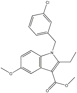 methyl 1-(3-chlorobenzyl)-2-ethyl-5-methoxy-1H-indole-3-carboxylate 结构式