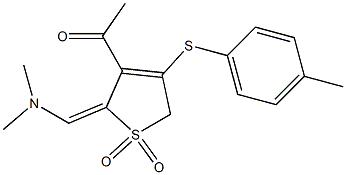 3-acetyl-2-[(E)-(dimethylamino)methylidene]-4-[(4-methylphenyl)sulfanyl]-2,5-dihydro-1H-1lambda~6~-thiophene-1,1-dione 结构式