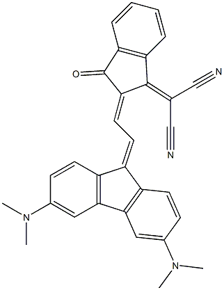 [[2,3-Dihydro-3-oxo-2-[2-[3,6-bis(dimethylamino)-9H-fluoren-9-ylidene]ethylidene]-1H-inden]-1-ylidene]malononitrile 结构式