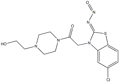 5-Chloro-3-[4-(2-hydroxyethyl)-1-piperazinylcarbonylmethyl]-2-nitrosoimino-2,3-dihydrobenzothiazole 结构式