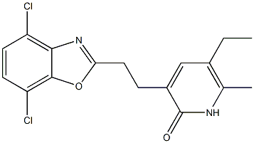 5-Ethyl-6-methyl-3-[2-(4,7-dichlorobenzoxazole-2-yl)ethyl]-2(1H)-pyridinone 结构式