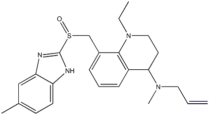 1-Ethyl-1,2,3,4-tetrahydro-4-(N-methyl-2-propenylamino)-8-(5-methyl-1H-benzimidazol-2-ylsulfinylmethyl)quinoline 结构式