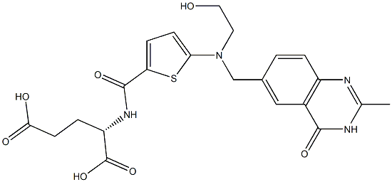 (2S)-2-[5-[N-(2-Hydroxyethyl)-N-[[(3,4-dihydro-2-methyl-4-oxoquinazolin)-6-yl]methyl]amino]-2-thienylcarbonylamino]glutaric acid 结构式