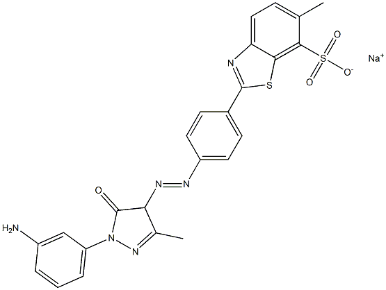 2-[4-[[1-(3-Aminophenyl)-5-oxo-4,5-dihydro-3-methyl-1H-pyrazol-4-yl]azo]phenyl]-6-methylbenzothiazole-7-sulfonic acid sodium salt 结构式