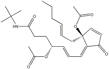 (4S,5E)-4-Acetoxy-5-[(2E,4R)-4-acetoxy-6-(N-tert-butylcarbamoyl)-2-hexenylidene]-4-[(2Z)-2-hexenyl]-2-cyclopenten-1-one 结构式