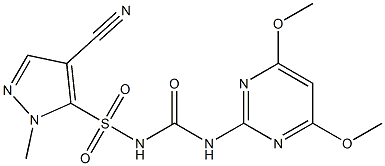 1-(4,6-Dimethoxy-2-pyrimidinyl)-3-(1-methyl-4-cyano-1H-pyrazol-5-ylsulfonyl)urea 结构式