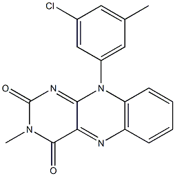 3-Methyl-10-[3-chloro-5-methylphenyl]pyrimido[4,5-b]quinoxaline-2,4(3H,10H)-dione 结构式