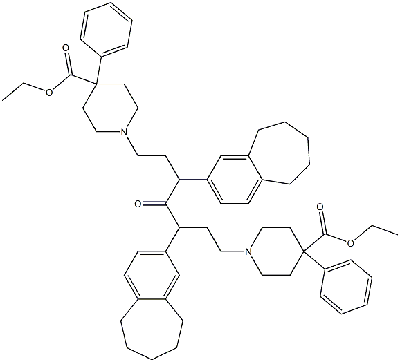 [(6,7,8,9-Tetrahydro-5H-benzocyclohepten)-2-yl][3-(4-ethoxycarbonyl-4-phenylpiperidino)propyl] ketone 结构式