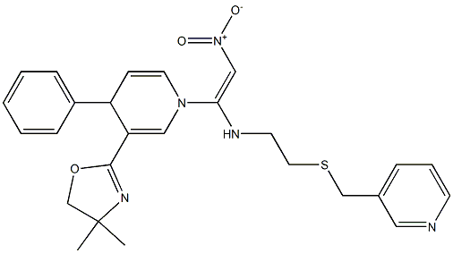 N-[2-Nitro-1-[[4-phenyl-3-(4,4-dimethyl-2-oxazolin-2-yl)-1,4-dihydropyridin]-1-yl]ethenyl]-2-[(3-pyridinylmethyl)thio]ethanamine 结构式