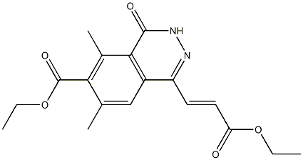 6,8-Dimethyl-4-[2-(ethoxycarbonyl)ethenyl]-1-oxo-1,2-dihydrophthalazine-7-carboxylic acid ethyl ester 结构式