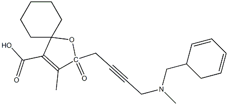 4'-Methyl-5'-oxospiro[cyclohexane-1,2'(5'H)-furan]-3'-carboxylic acid 4-[benzyl(methyl)amino]-2-butynyl ester 结构式