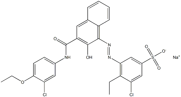 3-Chloro-4-ethyl-5-[[3-[[(3-chloro-4-ethoxyphenyl)amino]carbonyl]-2-hydroxy-1-naphtyl]azo]benzenesulfonic acid sodium salt 结构式