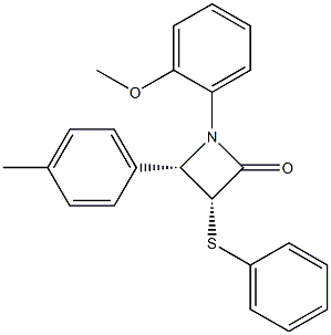 (3R,4S)-4-(p-Methylphenyl)-1-(o-methoxyphenyl)-3-(phenylthio)azetidin-2-one 结构式