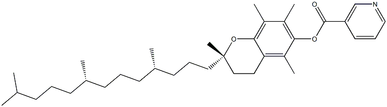 (2S)-3,4-Dihydro-2,5,7,8-tetramethyl-2-[(4S,8S)-4,8,12-trimethyltridecyl]-2H-1-benzopyran-6-ol nicotinate 结构式