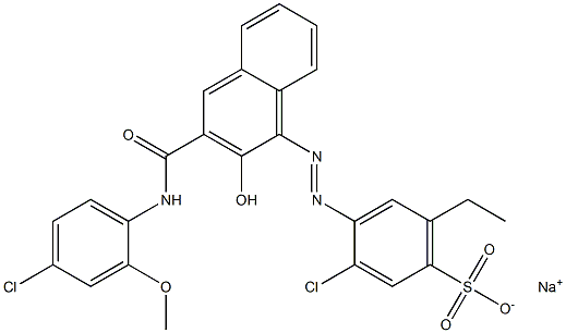 3-Chloro-6-ethyl-4-[[3-[[(4-chloro-2-methoxyphenyl)amino]carbonyl]-2-hydroxy-1-naphtyl]azo]benzenesulfonic acid sodium salt 结构式