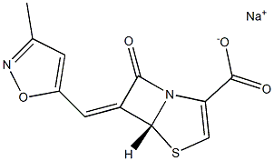 (5R)-7-Oxo-6-[(3-methylisoxazol-5-yl)methylene]-4-thia-1-azabicyclo[3.2.0]hept-2-ene-2-carboxylic acid sodium salt 结构式
