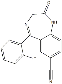 7-Cyano-5-(2-fluorophenyl)-1H-1,4-benzodiazepin-2(3H)-one 结构式