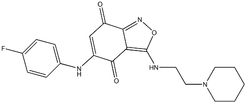 3-[2-(1-Piperidinyl)ethylamino]-5-(4-fluorophenylamino)-2,1-benzisoxazole-4,7-dione 结构式