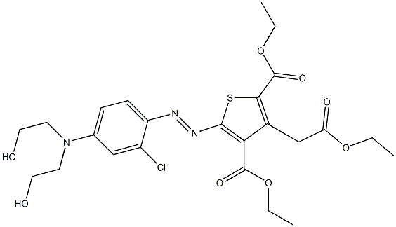 5-[[4-[Bis(2-hydroxyethyl)amino]-2-chlorophenyl]azo]-2,4-bis(ethoxycarbonyl)-3-thiopheneacetic acid ethyl ester 结构式