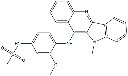 N-[3-Methoxy-4-[[10-methyl-10H-indolo[3,2-b]quinolin-11-yl]amino]phenyl]methanesulfonamide 结构式