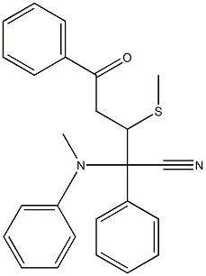 3-Methylthio-2,5-diphenyl-2-(N-methylphenylamino)-5-oxovaleronitrile 结构式