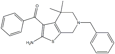 2-Amino-3-benzoyl-4,5,6,7-tetrahydro-4,4-dimethyl-6-benzylthieno[2,3-c]pyridine 结构式