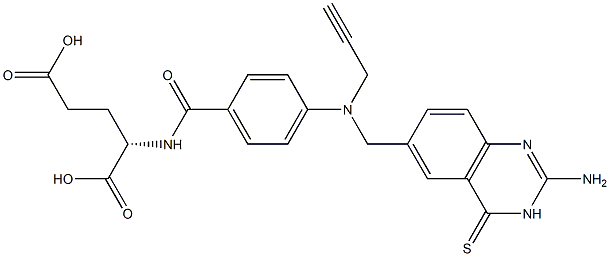 N-[4-[[[(3,4-Dihydro-2-amino-4-thioxoquinazolin)-6-yl]methyl](2-propynyl)amino]benzoyl]-L-glutamic acid 结构式