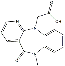 5,6-Dihydro-6-methyl-5-oxo-11H-pyrido[2,3-b][1,5]benzodiazepine-11-acetic acid 结构式