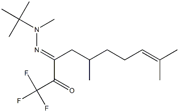 5,9-Dimethyl-3-[2-methyl-2-(tert-butyl)hydrazono]-1,1,1-trifluoro-8-decene-2-one 结构式