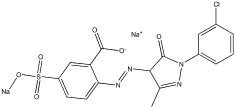 2-[1-(m-Chlorophenyl)-3-methyl-5-oxo-2-pyrazolin-4-ylazo]-5-sodiooxysulfonylbenzoic acid sodium salt 结构式