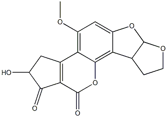 2,3,6a,8,9,9a-Hexahydro-2-hydroxy-4-methoxycyclopenta[c]furo[3',2':4,5]furo[2,3-h][1]benzopyran-1,11-dione 结构式