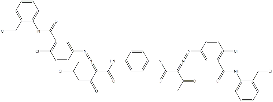 3,3'-[2-(1-Chloroethyl)-1,4-phenylenebis[iminocarbonyl(acetylmethylene)azo]]bis[N-[2-(chloromethyl)phenyl]-6-chlorobenzamide] 结构式