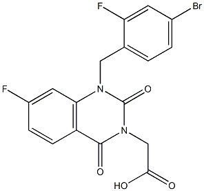 1-(4-Bromo-2-fluorobenzyl)-1,2,3,4-tetrahydro-7-fluoro-2,4-dioxoquinazoline-3-acetic acid 结构式