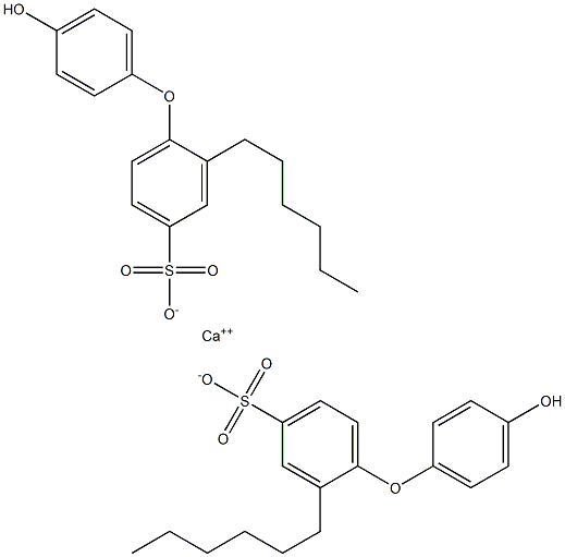 Bis(4'-hydroxy-2-hexyl[oxybisbenzene]-4-sulfonic acid)calcium salt 结构式