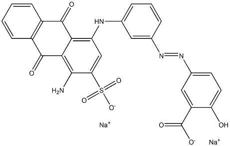 1-Amino-9,10-dihydro-4-[3-(4-hydroxy-3-carboxyphenylazo)phenylamino]-9,10-dioxo-2-anthracenesulfonic acid disodium salt 结构式