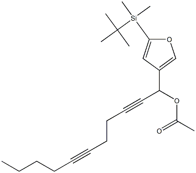 Acetic acid 1-[5-(tert-butyldimethylsilyl)-3-furyl]-2,6-undecadiynyl ester 结构式