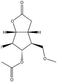 (1R,5R,6S,7S,8S)-7-Acetoxy-8-iodo-6-(methoxymethyl)-2-oxabicyclo[3.3.0]octan-3-one 结构式